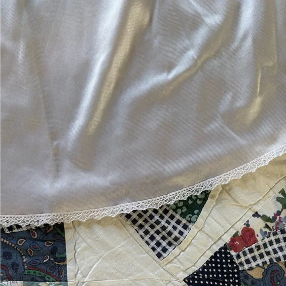 Vintage White Satin & Nylon Slip skirt with Lace Trim - Picture 2 of 3